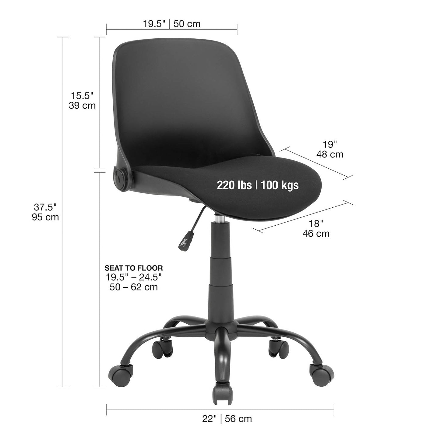 Folding Back Modern Swivel Office Task Chair