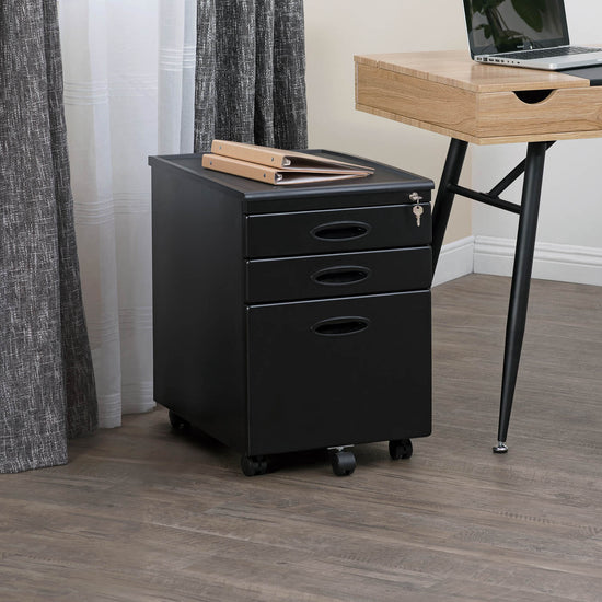 Metal Mobile File Cabinet with 3-Locking Drawers