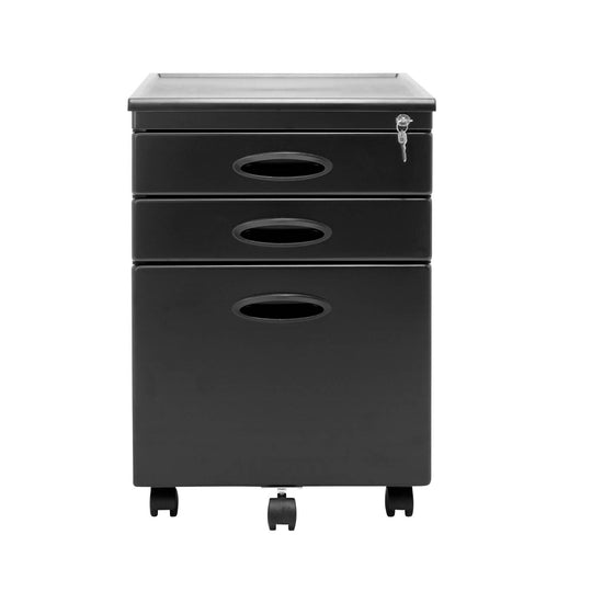 Metal Mobile File Cabinet with 3-Locking Drawers