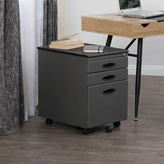 Metal Mobile File Cabinet with 3-Locking Drawers