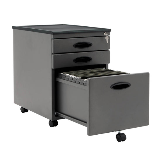 Metal Mobile File Cabinet with 3-Locking Drawers