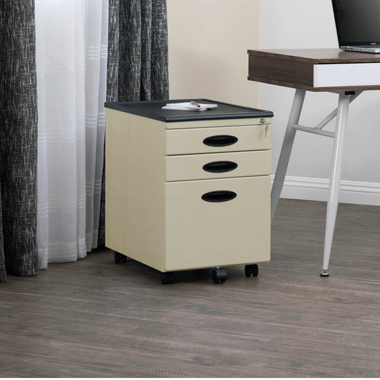 Metal Mobile File Cabinet with 3-Locking Drawers