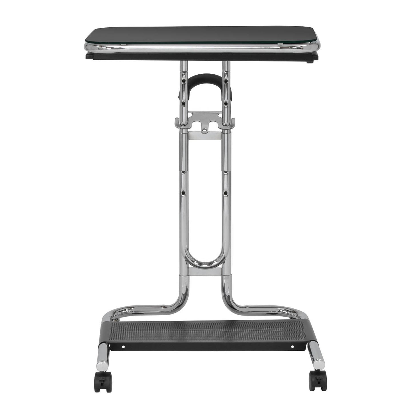 Height-Adjustable Modern Laptop Cart with Slide-Out & Bottom Storage Shelf