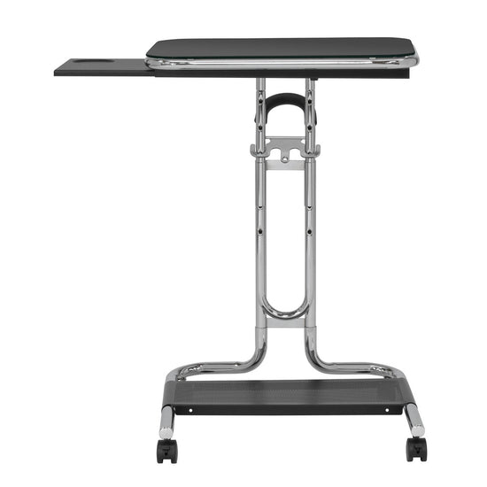 Height-Adjustable Modern Laptop Cart with Slide-Out & Bottom Storage Shelf