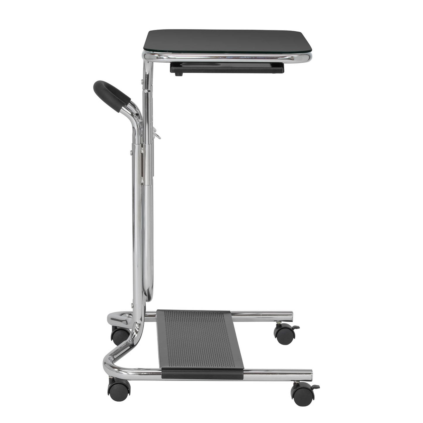 Height-Adjustable Modern Laptop Cart with Slide-Out & Bottom Storage Shelf