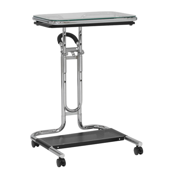 Height-Adjustable Modern Laptop Cart with Slide-Out & Bottom Storage Shelf