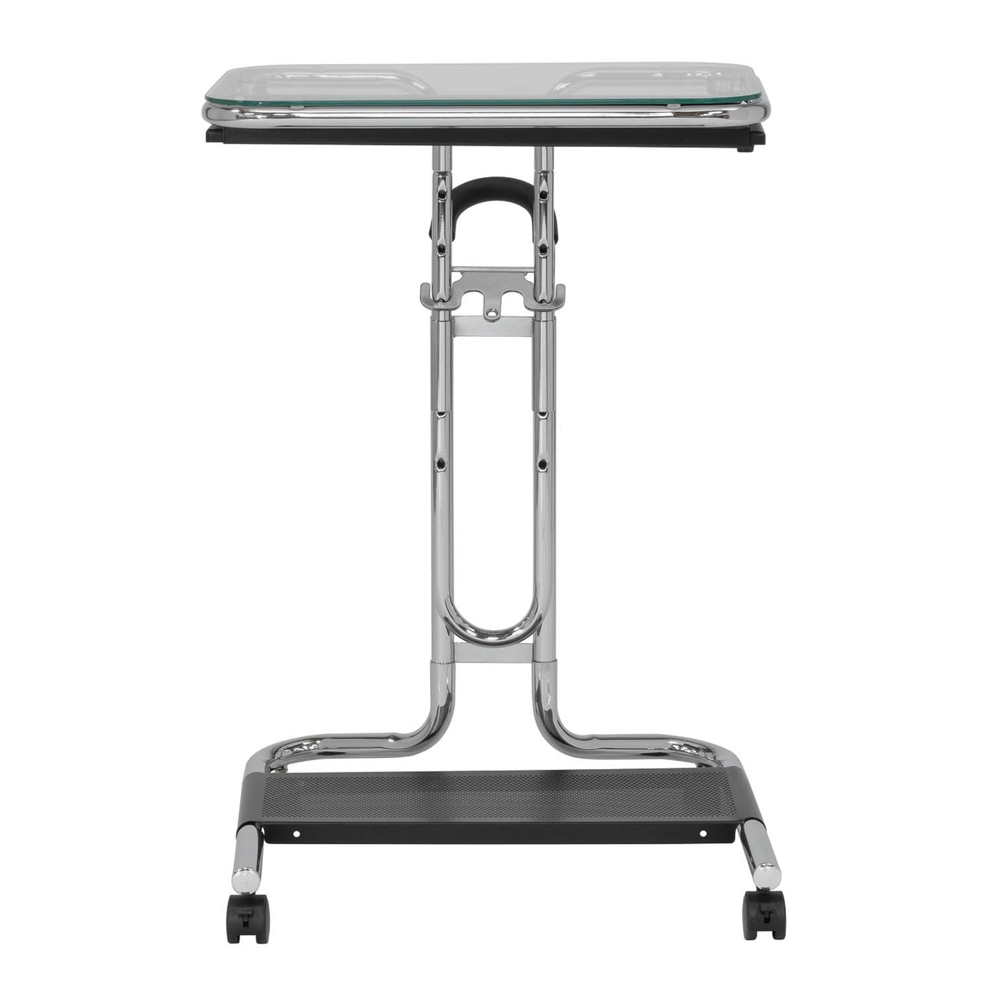 Height-Adjustable Modern Laptop Cart with Slide-Out & Bottom Storage Shelf