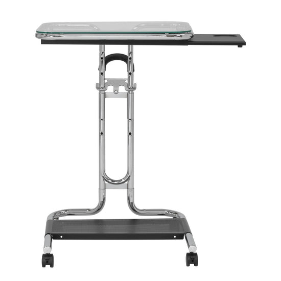 Height-Adjustable Modern Laptop Cart with Slide-Out & Bottom Storage Shelf