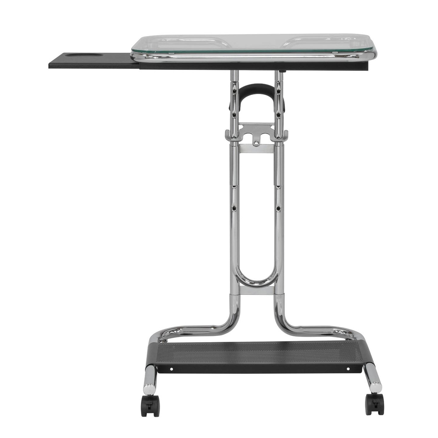 Height-Adjustable Modern Laptop Cart with Slide-Out & Bottom Storage Shelf