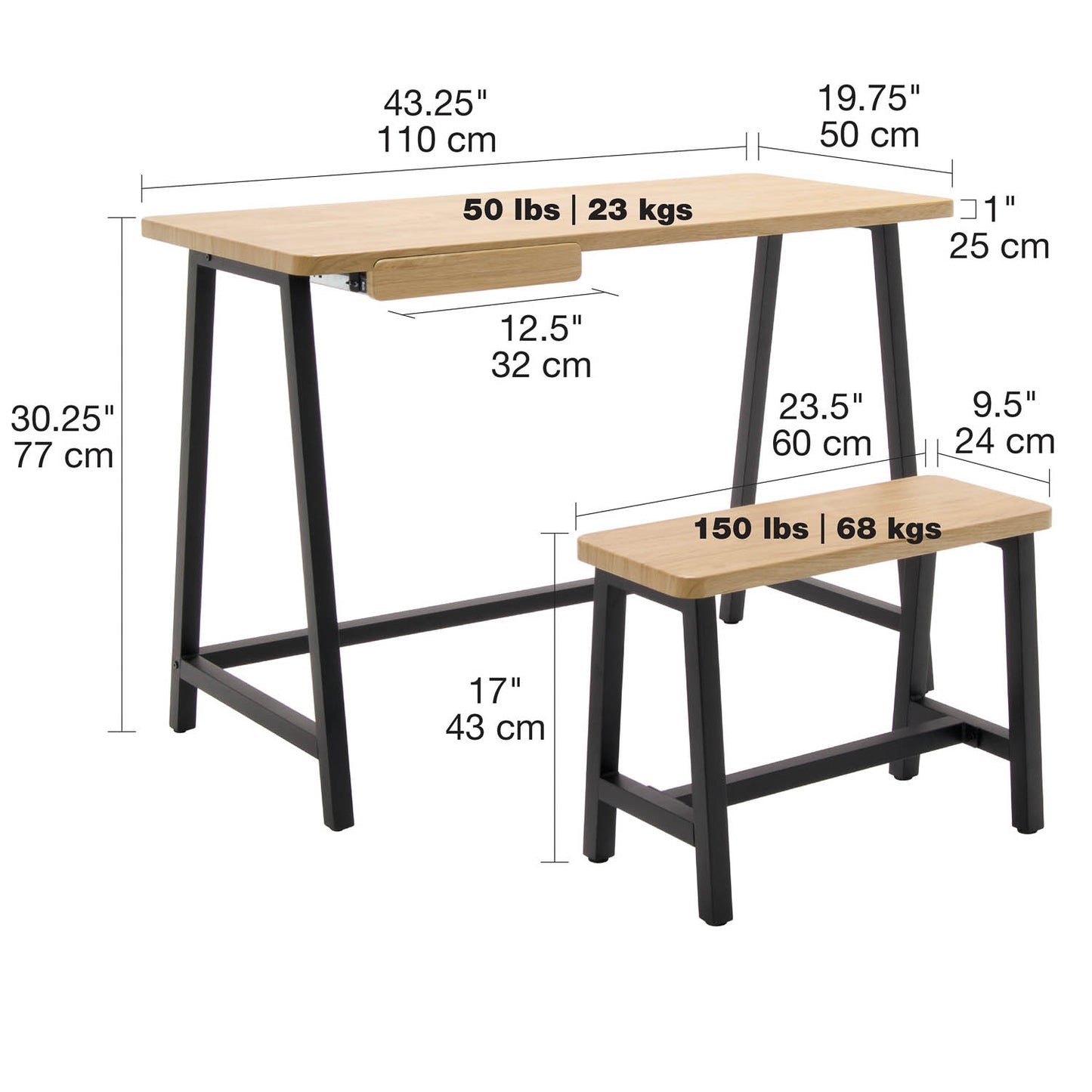 Ashwood Homeroom Writing Desk with Bench