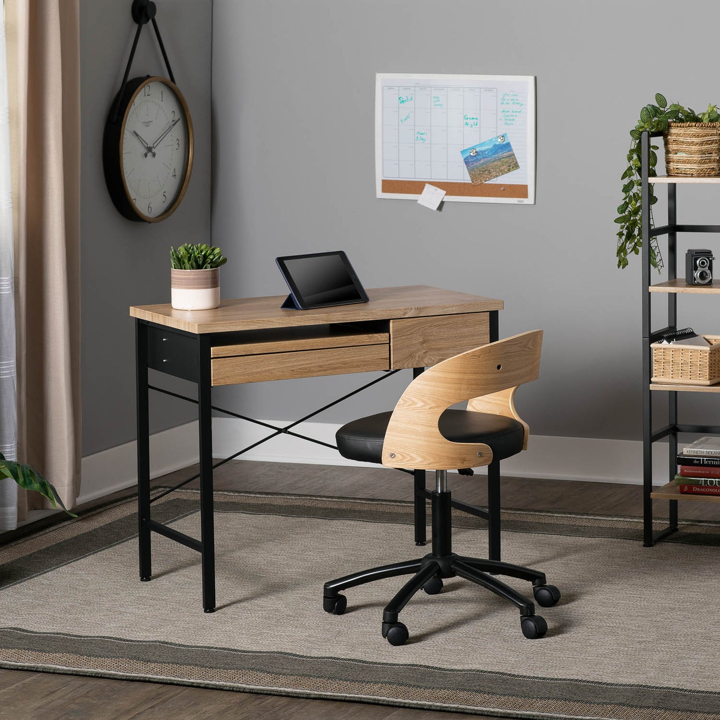 Ashwood Compact Home Office Desk with Storage Drawers