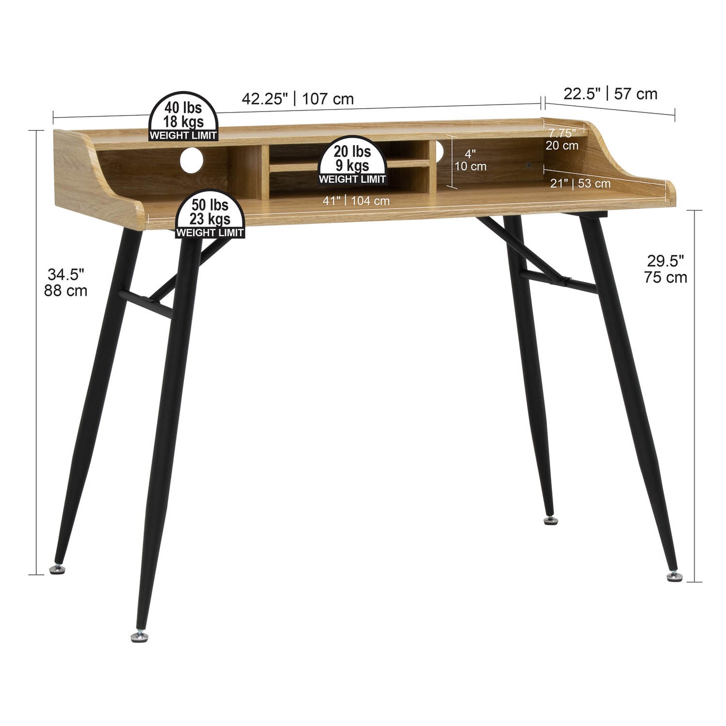 Woodford Modern Desk with Storage Hutch