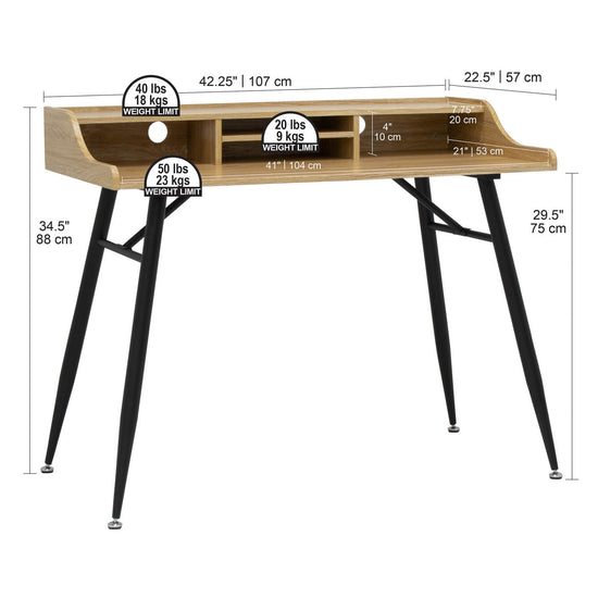 Woodford Modern Desk with Storage Hutch