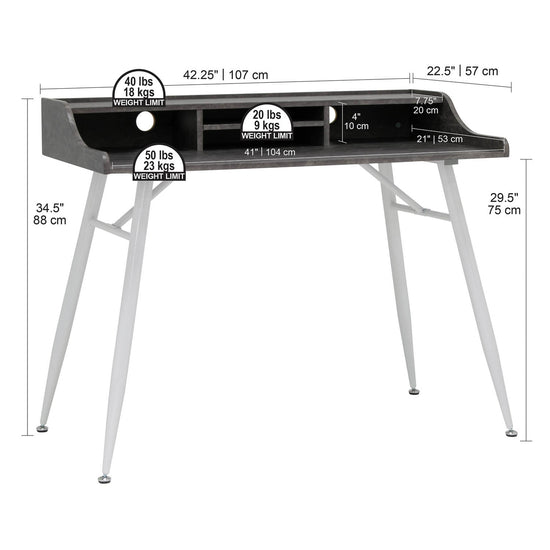 Woodford Modern Desk with Storage Hutch