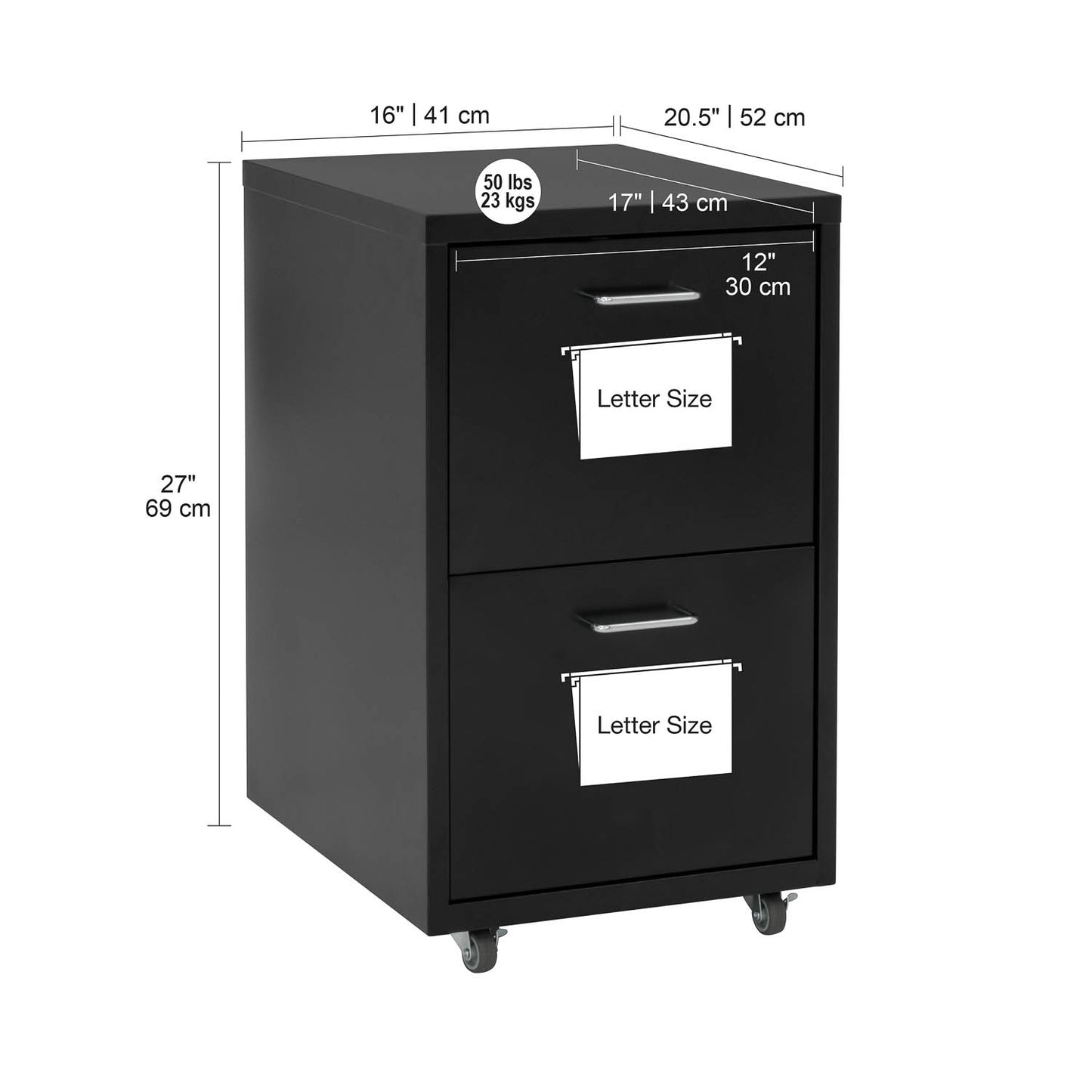 Eastbourne 2-Drawer Modern Mobile Metal File Cabinet