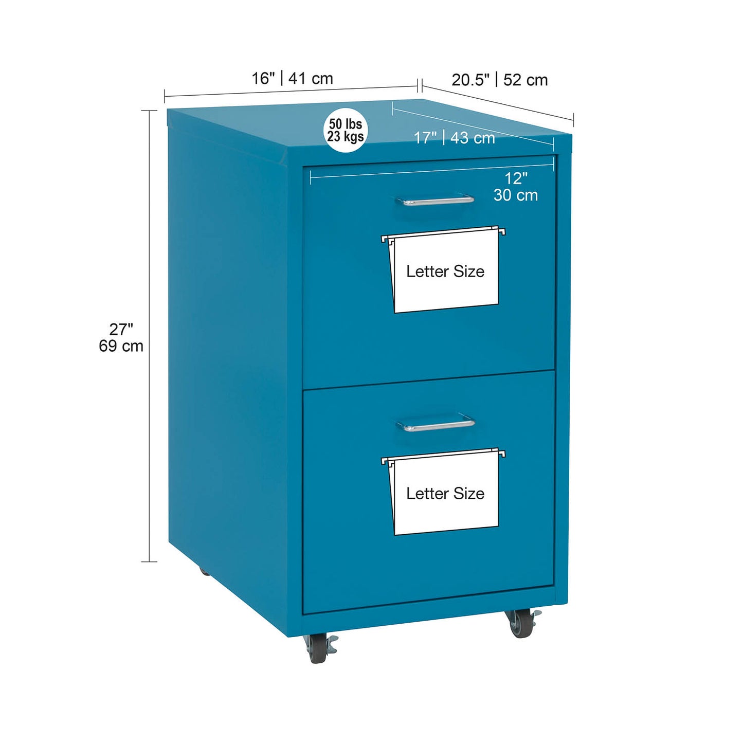 Eastbourne 2-Drawer Modern Mobile Metal File Cabinet