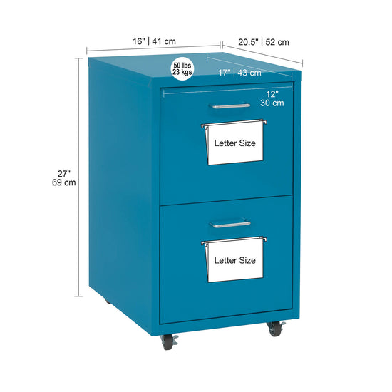 Eastbourne 2-Drawer Modern Mobile Metal File Cabinet